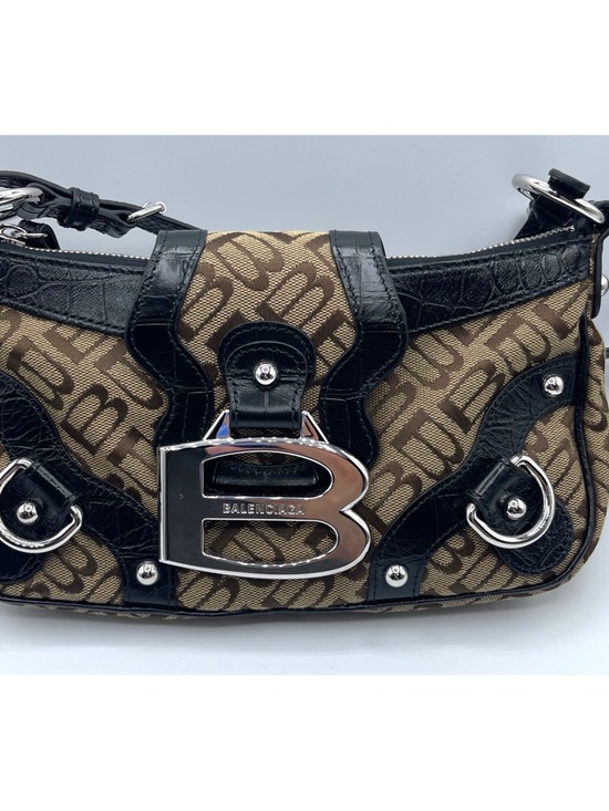 BALENCIAGA Essex Monogram Leather Small Shoulder Bag - Picture 7 of 14